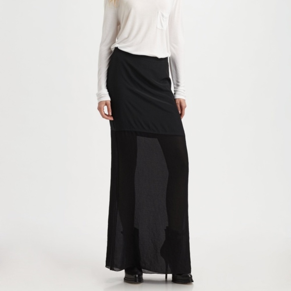 T by Alexander Wang Silk Semi Sheer Maxi Skirt